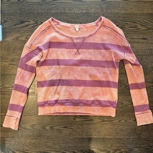 We The Free Pink and Orange Waffle Knit Top